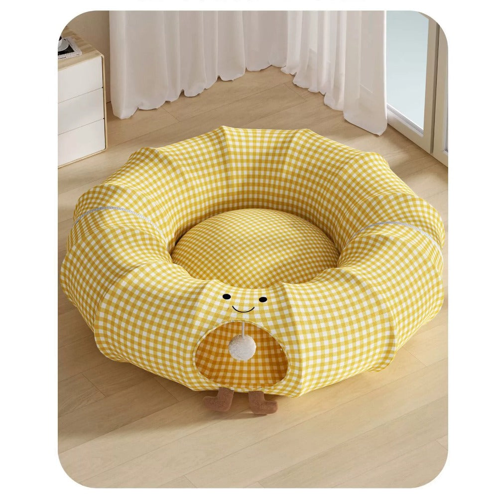 Dachshund Bed | Tunnel Burrow Cave + Open Cushion | All-Season | ArtisanUni