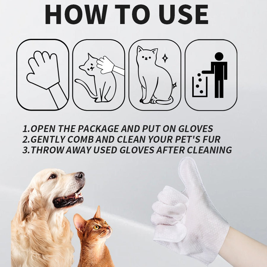 Pet Glove Wipes for Dogs & Cats