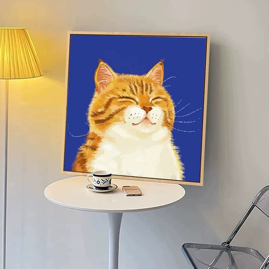 Orange cat Blue background