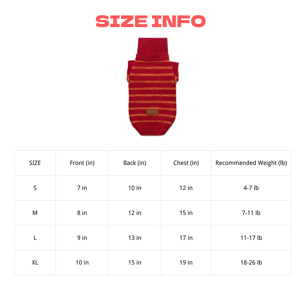 Sweater Dachshund Long Body  |  red & Yellow Striped  Polo Knit | Dachshund Clothing | ArtisanUni