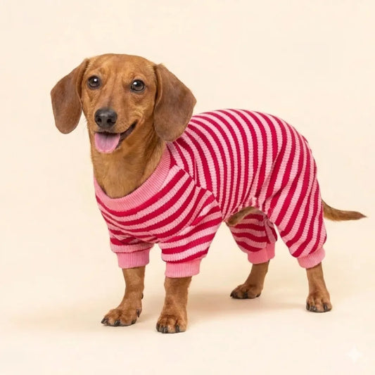 Cute Striped Dachshund Pajamas - Soft & Funny Dog Print Sleepwear Gift | ArtisanUni
