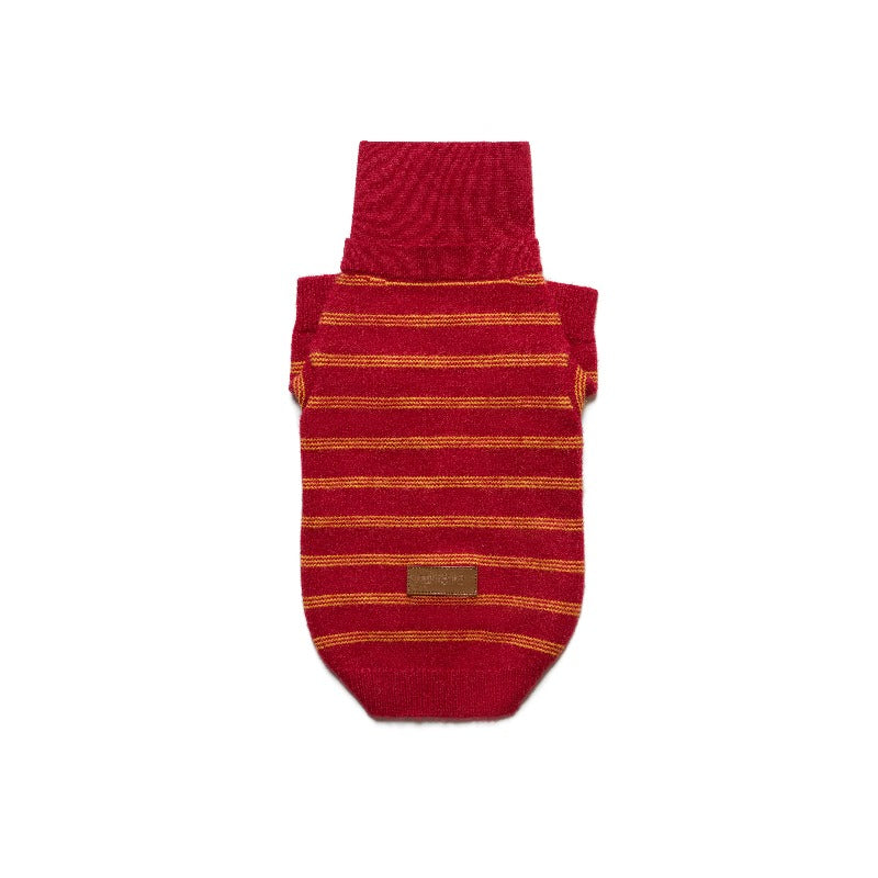 Sweater Dachshund Long Body  |  Blue & Yellow Striped  Polo Knit | Dachshund Clothing | ArtisanUni