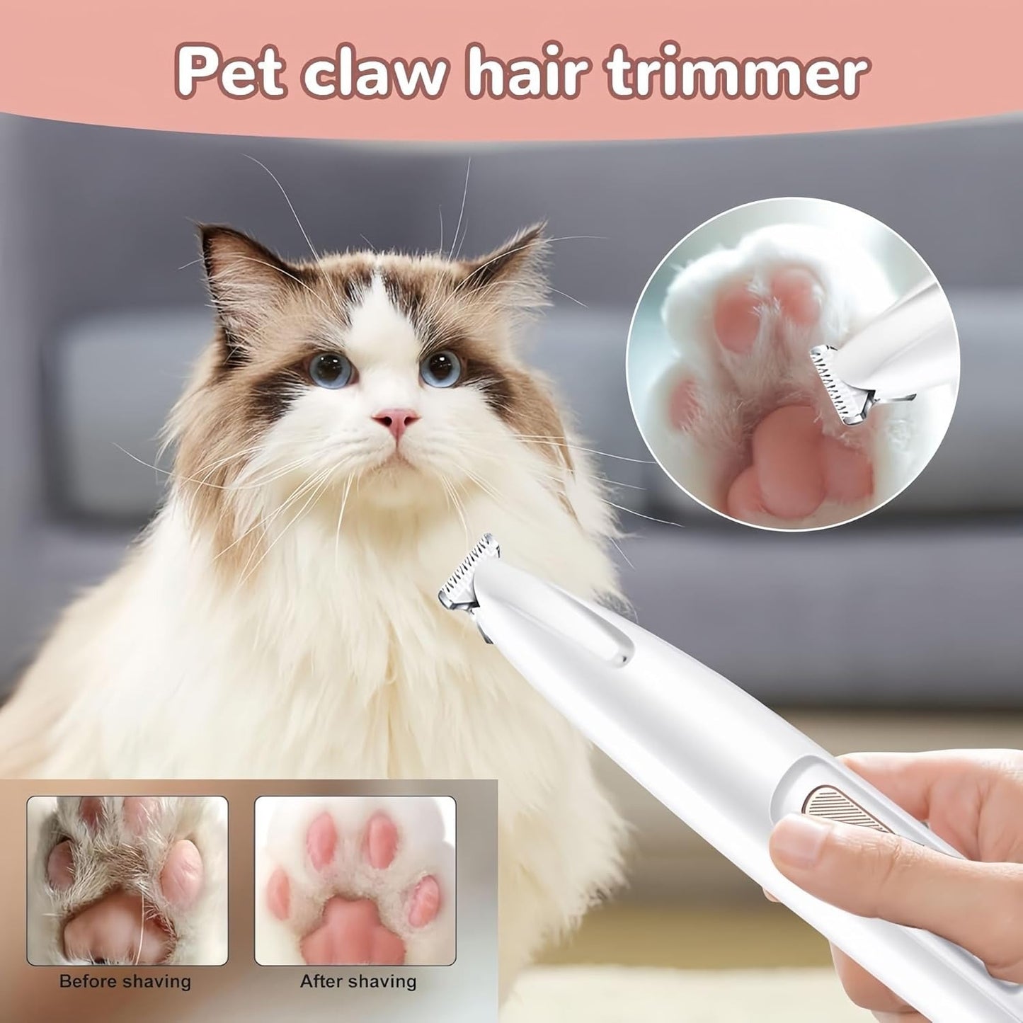 Upgraded Dog Paw Trimmer with LED Light, 18 mm Widen Blade