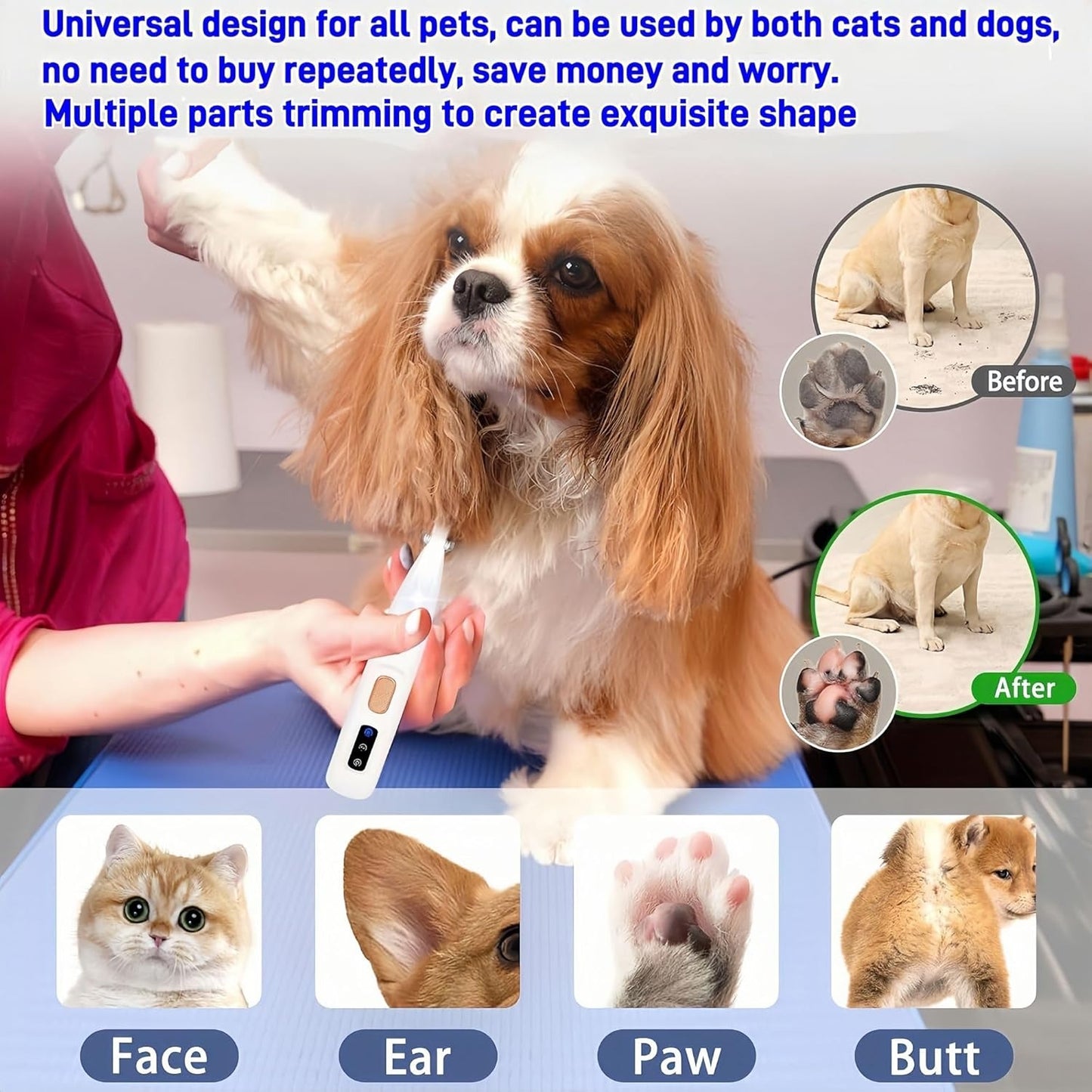 Upgraded Dog Paw Trimmer with LED Light, 18 mm Widen Blade