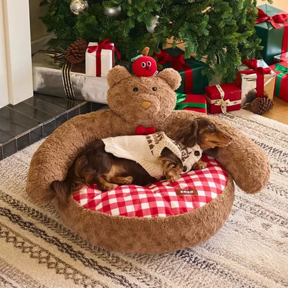 ArtisanUni  Calming Round Dog Bed - Modern Design for Anxious Pets