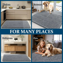 Quick Dry Dog Door Mat for Muddy Paws , Absorbs Moisture and Dirt, Absorbent Non-Slip Washable Doormat