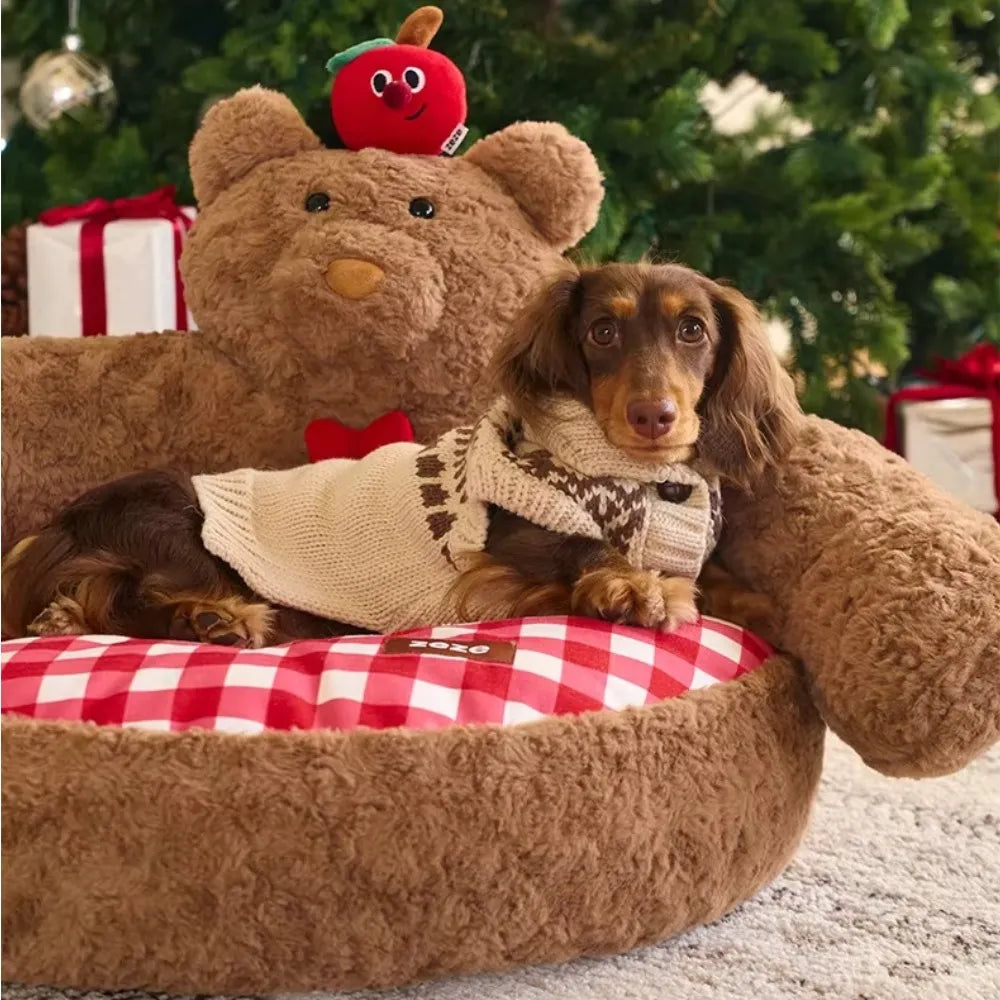 ArtisanUni  Calming Round Dog Bed - Modern Design for Anxious Pets