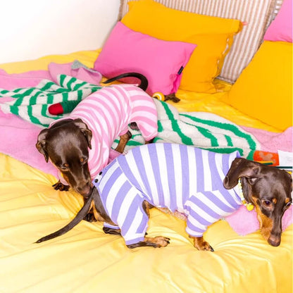 Dachshund Pajamas | Four-Legged Stripe Sleepwear for Wiener Dogs | ArtisanUni