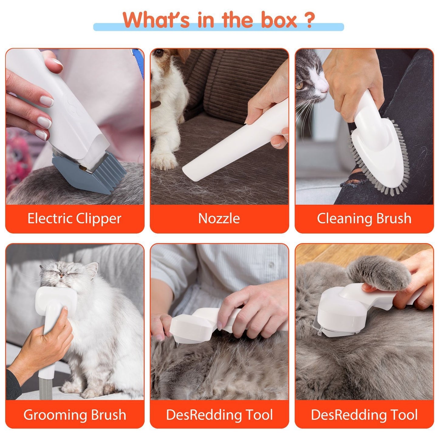 Multifunctional pet groomer and dog vacuum cleaner kit