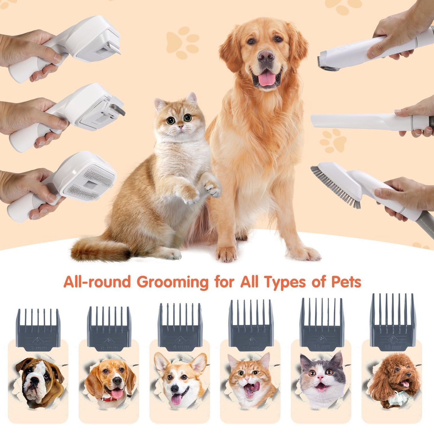 Multifunctional pet groomer and dog vacuum cleaner kit