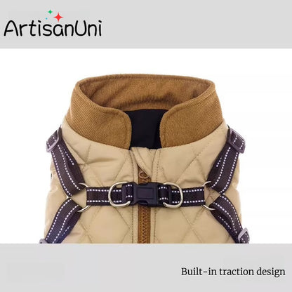 close-up of fleece-lined dachshund harness vest showing padded interior
