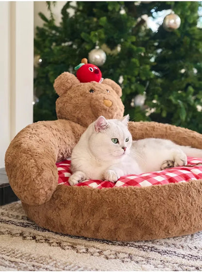 ArtisanUni  Calming Round Dog Bed - Modern Design for Anxious Pets